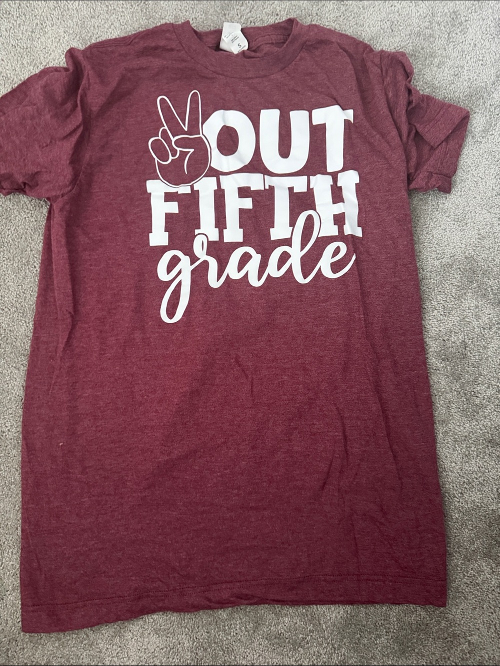 Tultex Maroon Kids Short Sleeve 'Out Fifth Grade' Graphic Tee